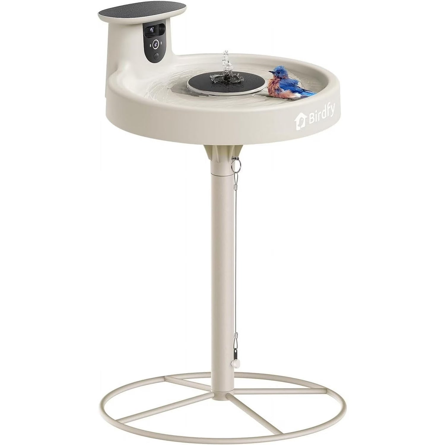 Birdfy Bird Bath with Camera with Solar Panel White